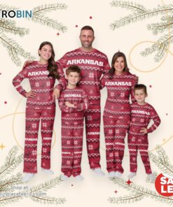 Arkansas Razorbacks NCAA Patterns Essentials Christmas Holiday Family Matching Pajama Sets