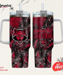 Arkansas State Red Wolves Realtree Hunting 40oz Tumbler Arkansas State Red Wolves Realtree Hunting 40oz Tumbler
