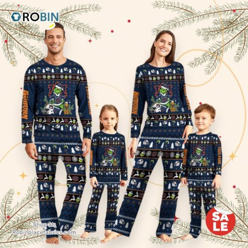 Auburn Tigers NCAA Custom Name Grinch Christmas And Sport Team Pajama Set