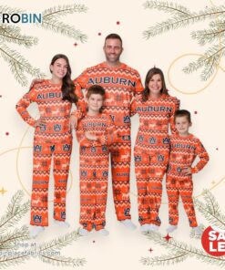 Auburn Tigers NCAA Patterns Essentials Christmas Holiday Family Matching Pajama Sets