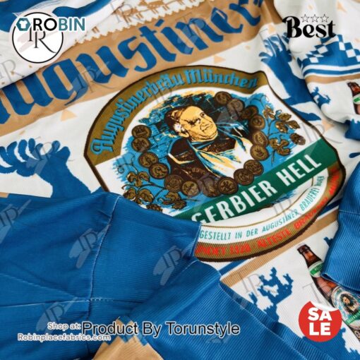 Augustiner Lagerbier Hell Christmas Sweater   Ugly Beer Sweater for Holiday Parties   Bavarian Festive Knitwear