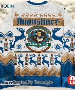 Augustiner Lagerbier Hell Christmas Sweater   Ugly Beer Sweater for Holiday Parties   Bavarian Festive Knitwear