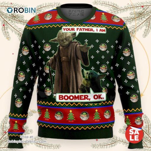 Baby Yoda Boomer Star Wars Your Father Ugly Christmas Sweater, Star Wars Christmas Sweater