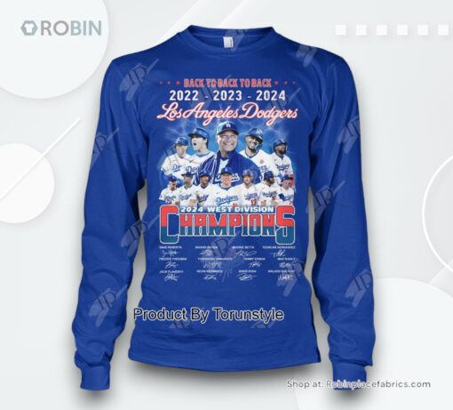 Back To Back To Back 2022 2023 2024 Los Angeles Dodgers 2024 West Division Champions T Shirt