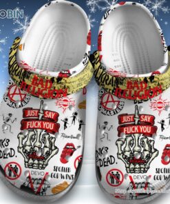 Bad Religion Just Say Fuck You Skeleton Halloween Yellow Classic Crocs