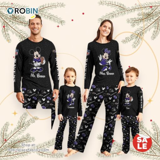 Baltimore Ravens Sport And Disney Uniform Pajamas Mickey Mouse NFL Gifts For Kids Pajamas
