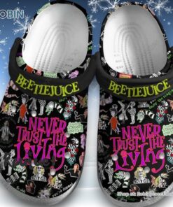 Beetle Juice Never Trust The Living Halloween Night Classic Crocs