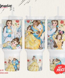 Belle Cup 40 Oz Disney Stanley Tumblers Dupe 40Oz Beauty And The Beast Stainless Steel Tumbler