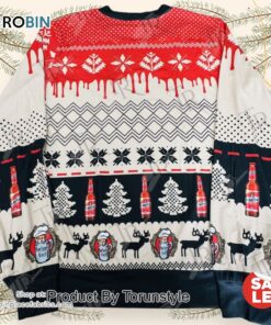 Berliner Kindl Christmas Sweater   Festive Ugly Sweater with Beer Bottles & Snowflakes, Holiday Knit for Men and Women