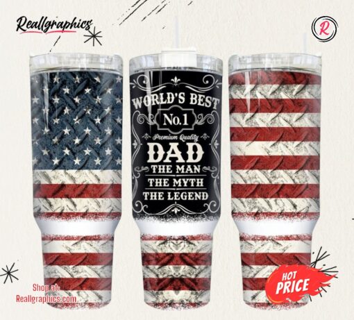 Best Dad Ever 40oz Flag American Quencher Tumbler Father Day