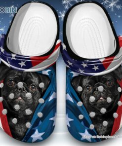 Black Pug 3D Printed Crocs Clogs Shoes