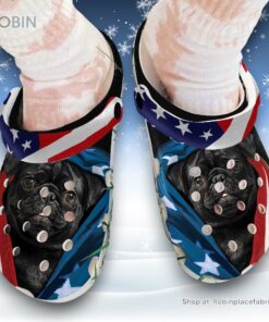 Black Pug 3D Printed Crocs Clogs Shoes