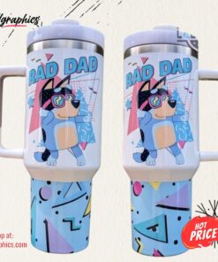 Bluey Tumbler Cup 40Oz Bluey Rad Dad 40 Oz Stanley Tumbler Dupe Bandit Heeler Disney Cartoon Stainless Steel Cups