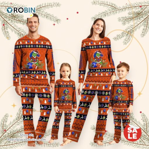Boise State Broncos NCAA Custom Name Grinch Christmas And Sport Team Pajama Set