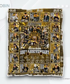 Boston Bruins 100th Anniversary 1924 2024 Fleece Blanket