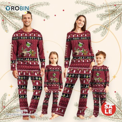 Boston College Eagles NCAA Custom Name Grinch Christmas And Sport Team Pajama Set
