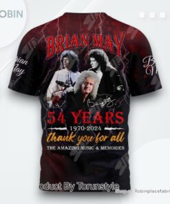 Brian May 54 Years 1970 2024 Thank You For All The Amazing Music & Memories T Shirt