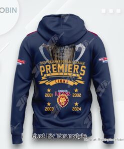 Brisbane Lions 2024 AFL Premiers Four Times AOP Clothing (Hoodie, Sweatshirt, T Shirt)