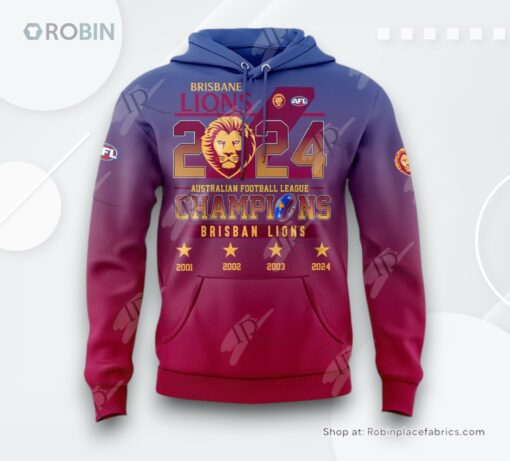 Brisbane Lions 2024 Autralian Football League Champions AOP Clothing (Hoodie, Sweatshirt, T Shirt)