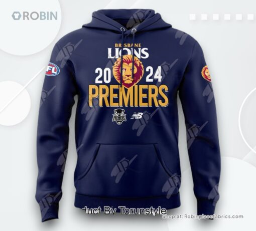 Brisbane Lions 2024 Premiers AOP Clothing (Hoodie, Sweatshirt, T Shirt)   Blue