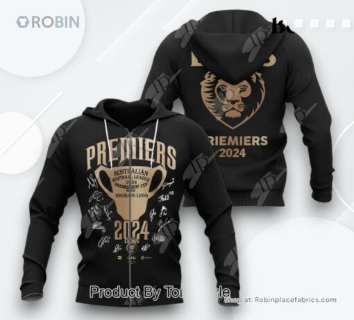 Brisbane Lions Premiers 2024 AOP Clothing (Hoodie, Sweatshirt, T Shirt)