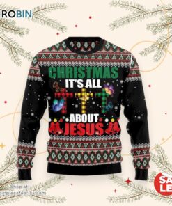 Butterfly All About Jesus Ugly Christmas Sweater, Jesus Christmas Sweater
