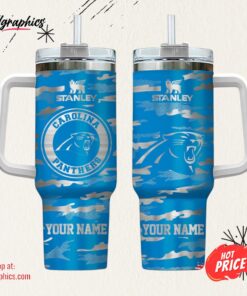 Carolina Panthers NFL Personalized New Camo Pattern Stanley Tumbler 40oz