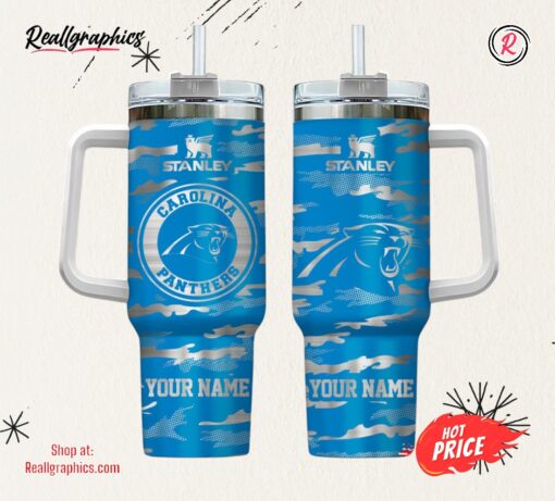 Carolina Panthers NFL Personalized New Camo Pattern Stanley Tumbler 40oz