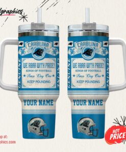 Carolina Panthers NFL Vintage King Of Football Custom Name 40oz Stanley Tumbler Carolina Panthers NFL Vintage King Of Football Custom Name 40oz Stanley Tumbler
