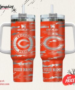 Chicago Bears NFL Personalized New Camo Pattern Stanley Tumbler 40oz