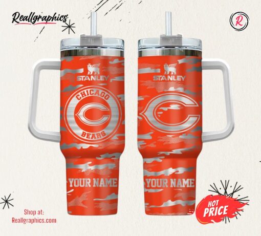 Chicago Bears NFL Personalized New Camo Pattern Stanley Tumbler 40oz