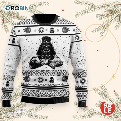 Christmas Star Wars Darth Vader Black And White Ugly Christmas Sweater, Star Wars Christmas Sweater