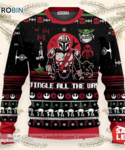 Christmas Star Wars Jingle All The Way Mandalorian Yoda Sweater