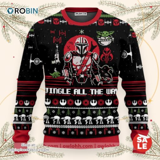 Christmas Star Wars Jingle All The Way Mandalorian Yoda Sweater