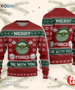Christmas Star Wars Merry Force Baby Yoda Sweater, Star Wars Christmas Sweater, Star Wars Ugly Sweatshirt
