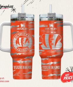 Cincinnati Bengals NFL Personalized New Camo Pattern Stanley Tumbler 40oz