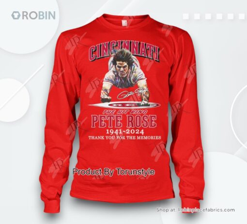 Cincinnati The Hit King Pete Rose 1941 2024 Thank You For The Memories T Shirt