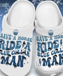 Classic Save A Horse Ride A Blue Collar Man 3D Printed Crocs Shoes