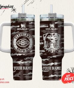 Cleveland Browns NFL Personalized New Camo Pattern Stanley Tumbler 40oz