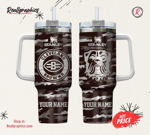 Cleveland Browns NFL Personalized New Camo Pattern Stanley Tumbler 40oz