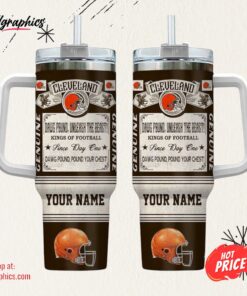 Cleveland Browns NFL Vintage King Of Football Custom Name 40oz Stanley Tumbler