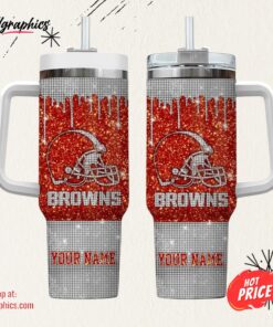 Cleveland Browns Personalized NFL Glitter and Diamonds Bling 40oz Stanley Tumbler
