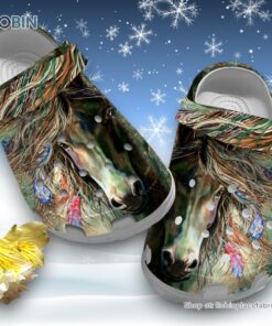 Colorful Horse Paintings 3D Printed Crocs Clogs Shoes Colorful Horse Paintings 3D Printed Crocs Clogs Shoes