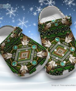 Comfortable and Waterproof Native American 3D Printed Crocs Clogs Shoes