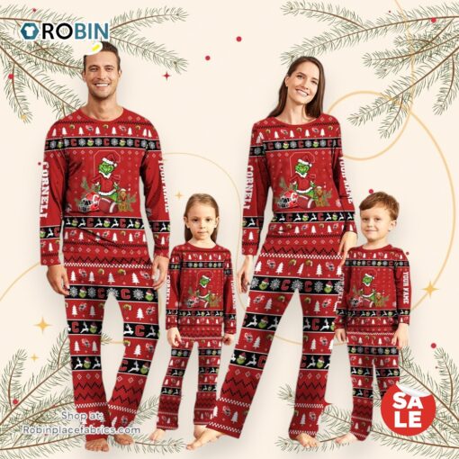 Cornell Big Red NCAA Custom Name Grinch Christmas And Sport Team Pajama Set