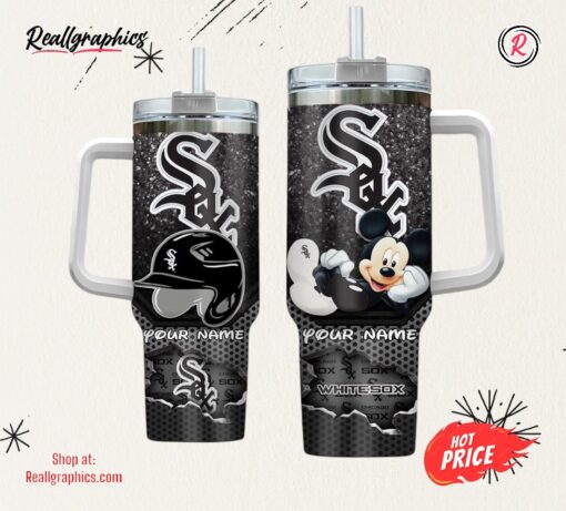Custom Name MLB Chicago White Sox Mickey Mouse Tumbler 40oz With Handle