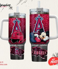 Custom Name MLB Los Angeles Angels Mickey Mouse Tumbler 40oz With Handle