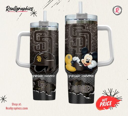 Custom Name MLB San Diego Padres Mickey Mouse Tumbler 40oz With Handle