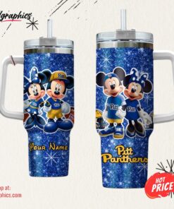 Custom Name NCAA Pittsburgh Panthers Mickey And Minnie Couple 40oz Stainless Steel Tumbler