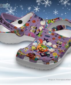 Custom Name Trick Or Treat Happy Halloween Purple Unisex Classic Crocs